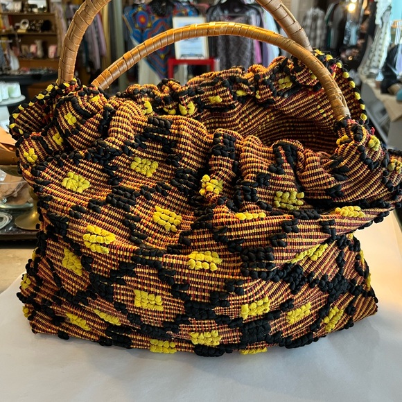 Vintage Yellow & Black Beaded Women’s Tote Bag - Picture 6 of 6